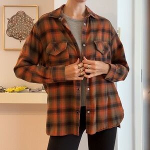 The Kooples Orange and Black Checkered flannel